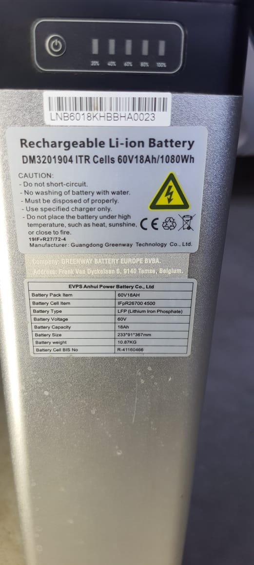 60V 18Ah LFP Portable Battery For SOUL